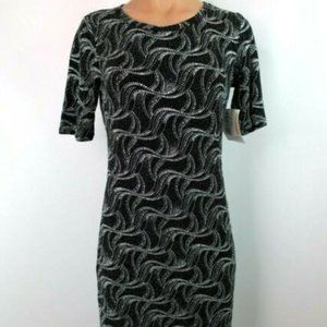 Lularoe Julia Dress Solid Black Silver Metallic